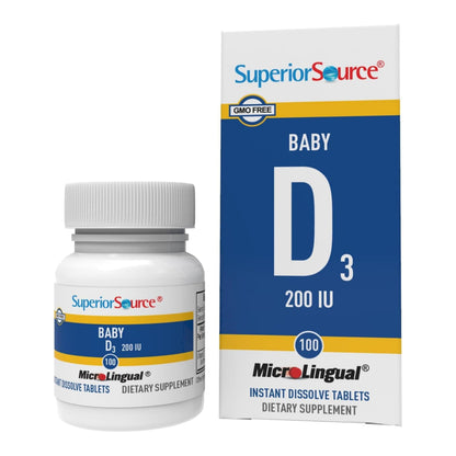 Superior Source Baby D3 Vitamin - Immune Support | Instant MicroLingual Tablets