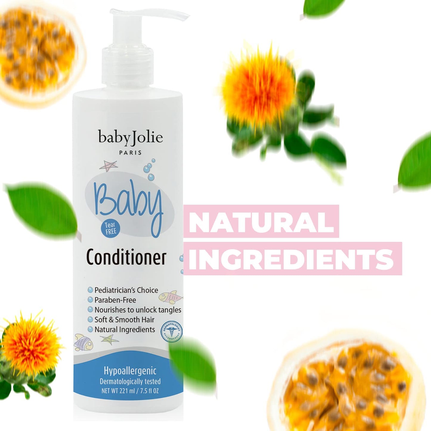 Baby Jolie Baby Bath Set – Tear-Free Shampoo, Conditioner & Lotion (7.5oz/221ml; 11oz/325ml)