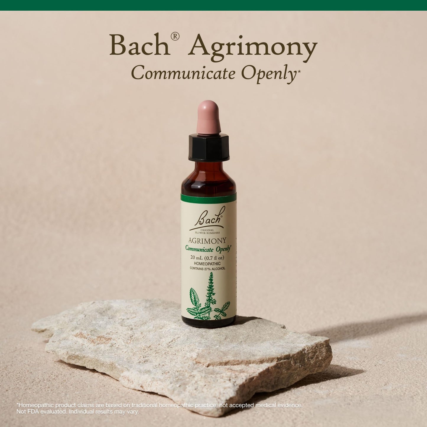Bach Agrimony Original Flower Remedies - Communicate Openly, 20mL Dropper, Vegan