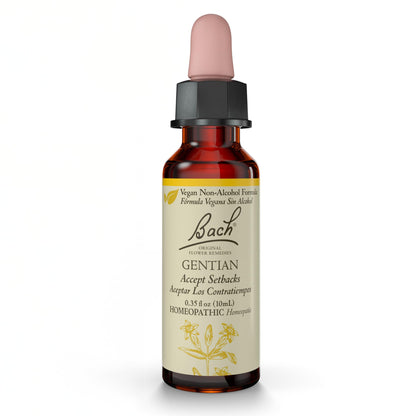 Bach Gentian (Non-Alcohol Formula) - Accept Setbacks | Emotional Balance | Vegan, Gluten Free, Sugar Free - 10mL Dropper