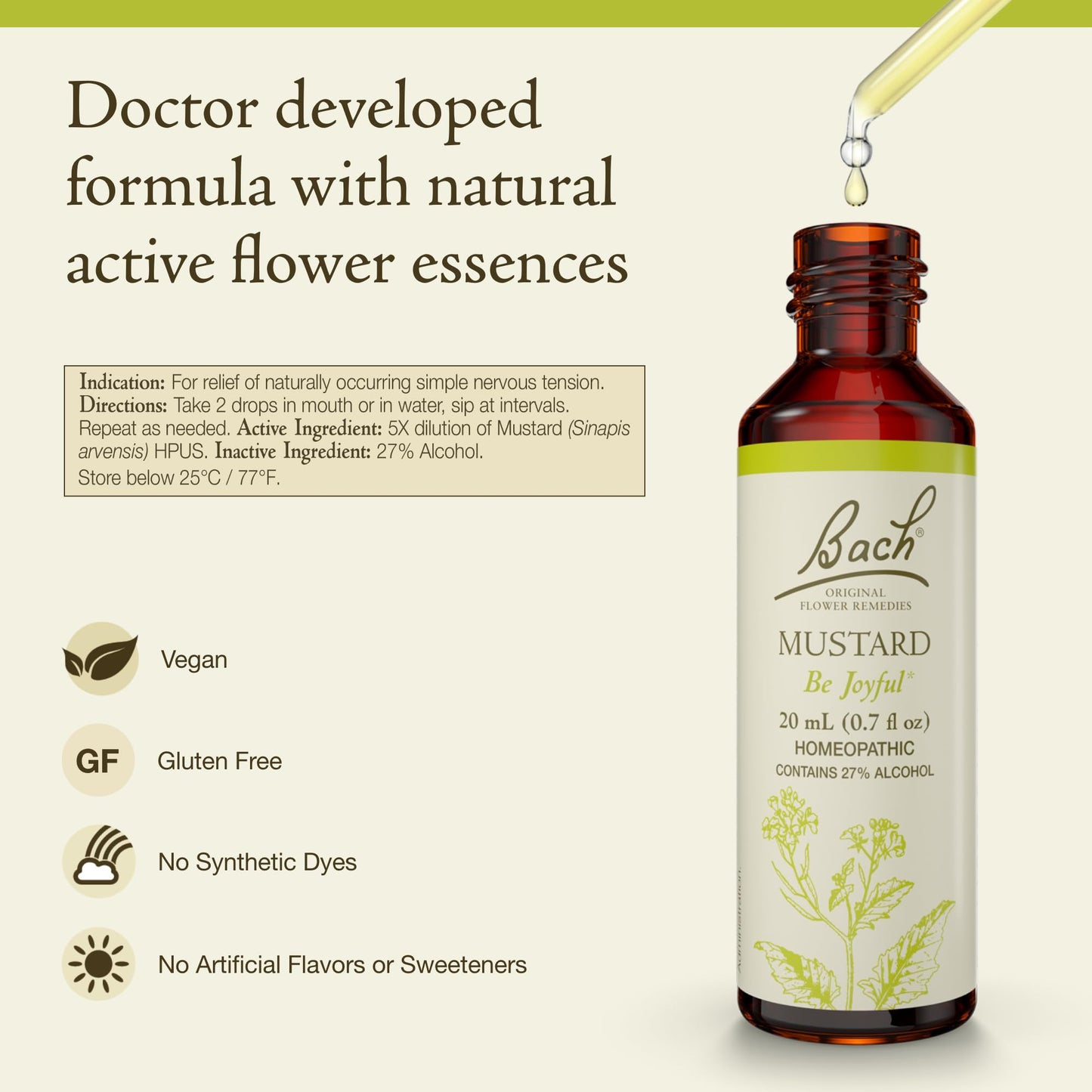 Bach Original Flower Remedies Mustard – Be Joyful | 20mL Dropper