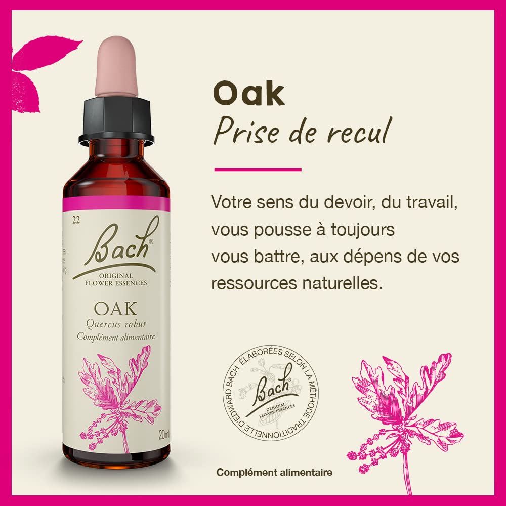 Bach Original Flower Remedies Oak - Restore Endurance | 20mL Dropper | Vegan, Gluten Free, Sugar Free