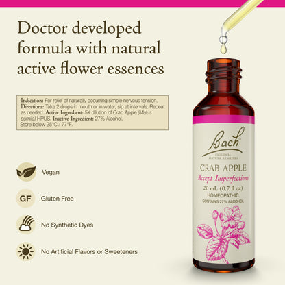Bach Original Flower Remedies: Crab Apple - Accept Imperfections - 20mL Dropper