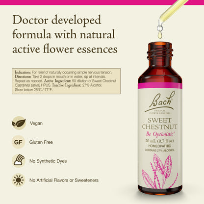 Bach Original Flower Remedies Sweet Chestnut – Be Optimistic (20mL) | Vegan, Gluten Free, Sugar Free