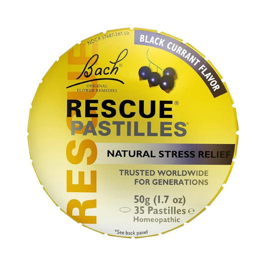 Bach Rescue Blackcurrant Pastilles 50g Pack of 2 – Sugar-Free Calming Lozenges