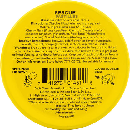 Bach Rescue Pastilles Orange & Elderflower – Stress Relief Lozenges, 35 Count