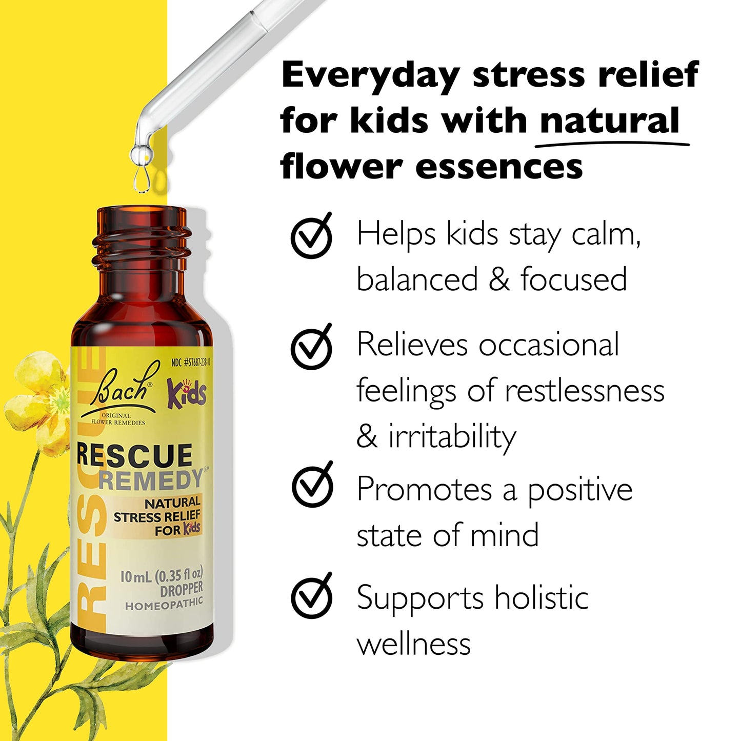 Bach Rescue Remedy Kids Dropper 10mL – Natural Stress Relief (Homeopathic)