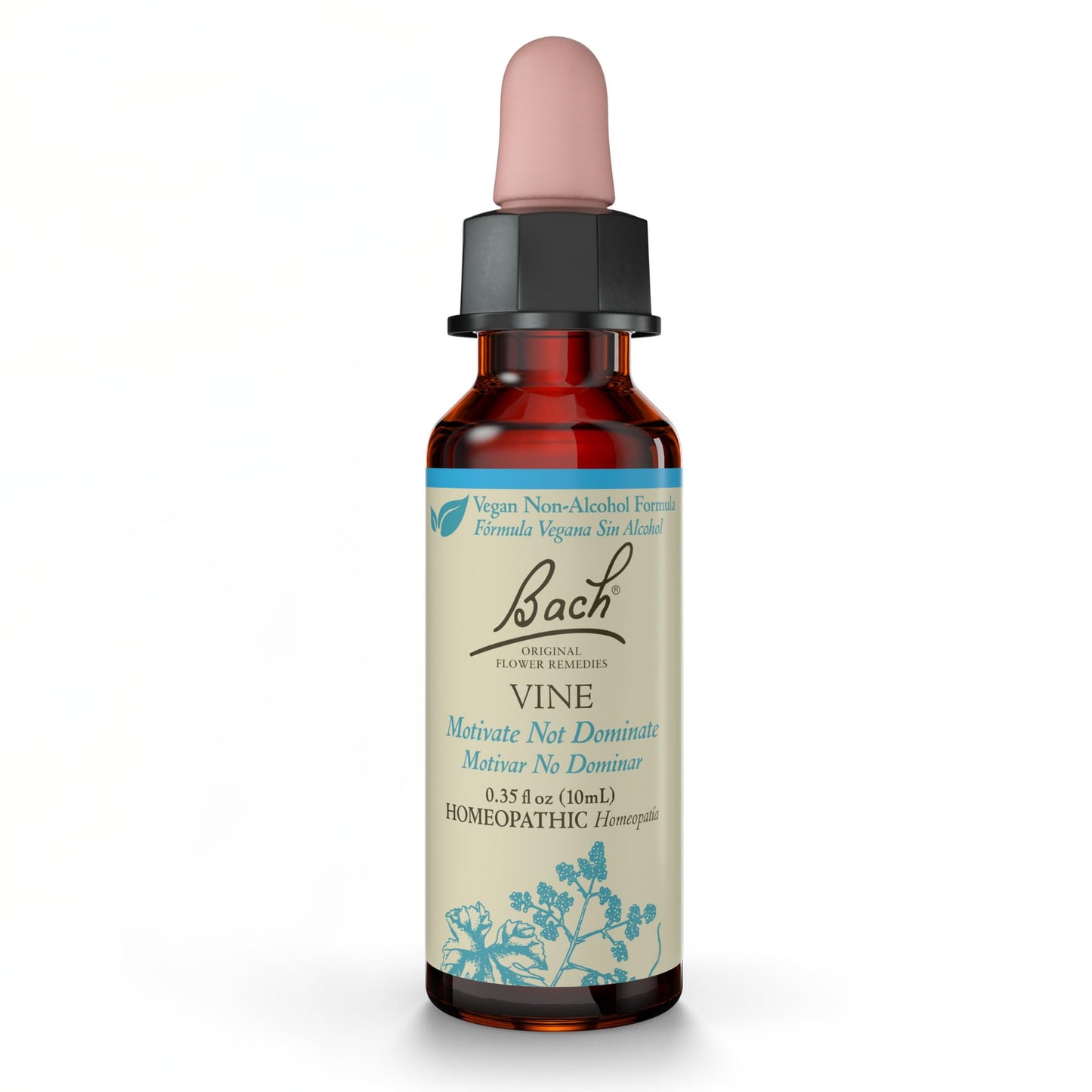 Bach Vine Flower Remedy (Non-Alcohol) - Motivate Not Dominate | Emotional Balance | 10mL Dropper | Vegan, Gluten Free, Sugar Free