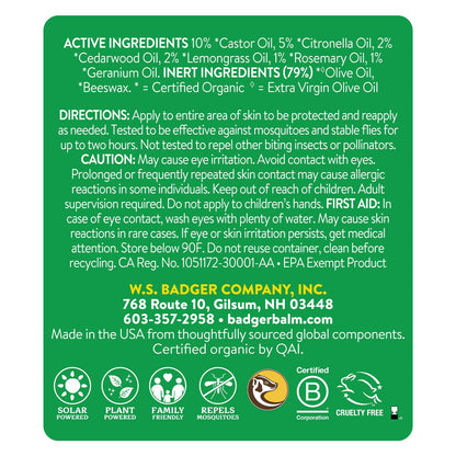 Badger Bug Repellent Stick – All-Natural Citronella Mosquito Repellent (2-Pack)
