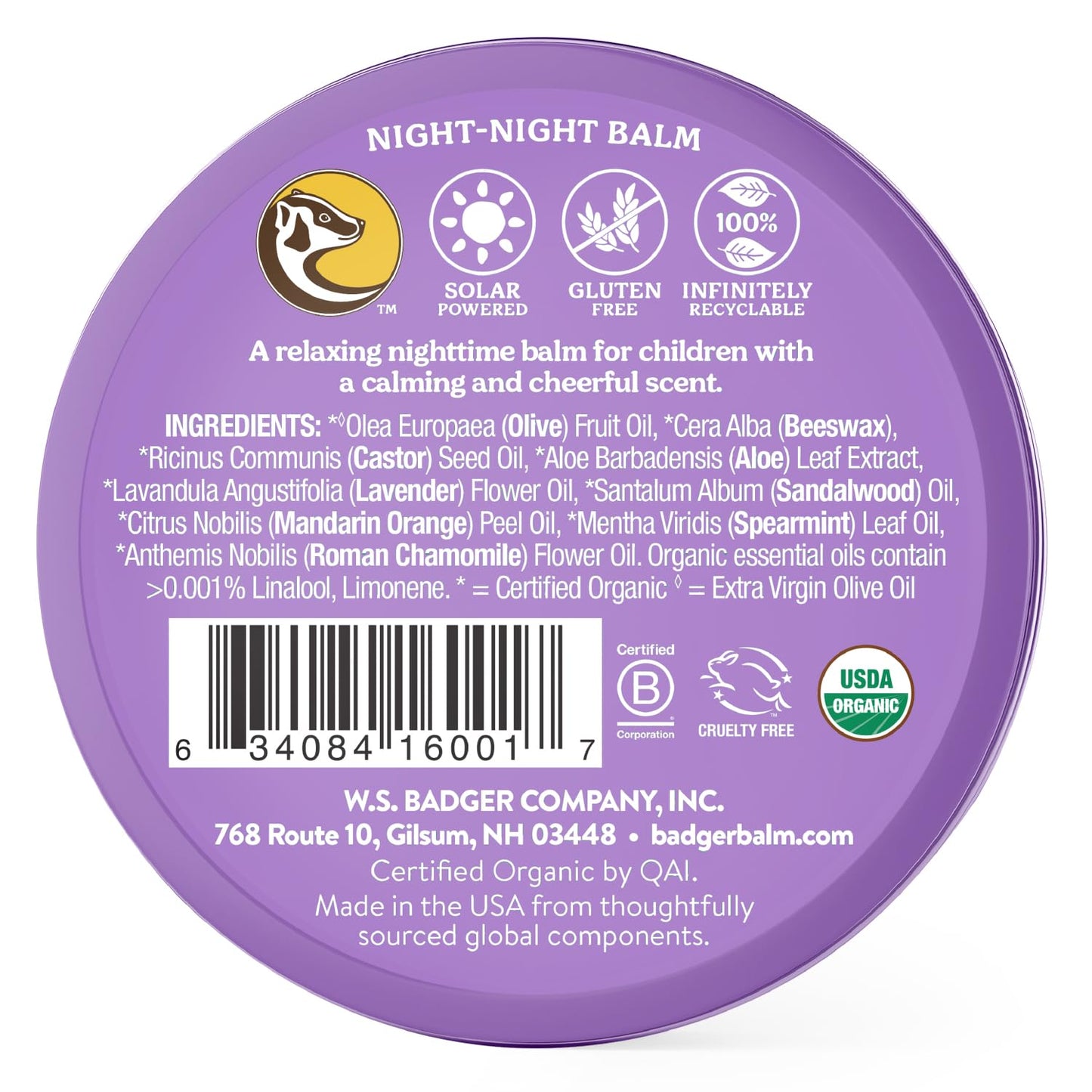 Badger Night Night Balm - 2 oz Tin | Organic Kids Sleep Aid & Bedtime Ritual