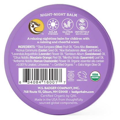 Badger Night Night Balm - 2 oz Tin | Organic Kids Sleep Aid & Bedtime Ritual