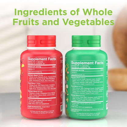 Balance of Nature Fruits & Veggies Bundle – 90 Capsules, 3 Sets (Gluten-Free, Vegan) | Whole Food Plant-Based