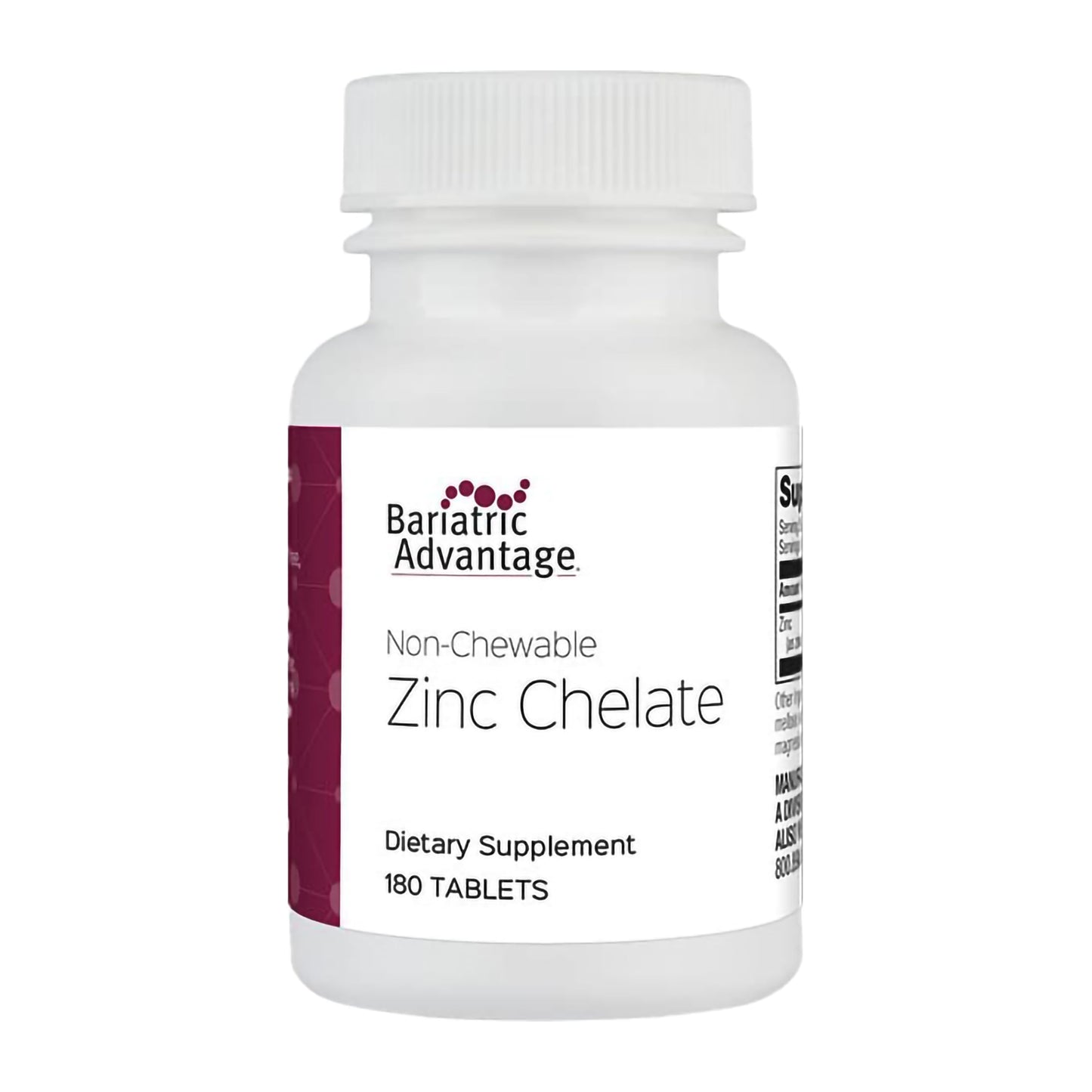 Bariatric Advantage Zinc Chelate 20 mg – Non-Chewable Tablets (180)