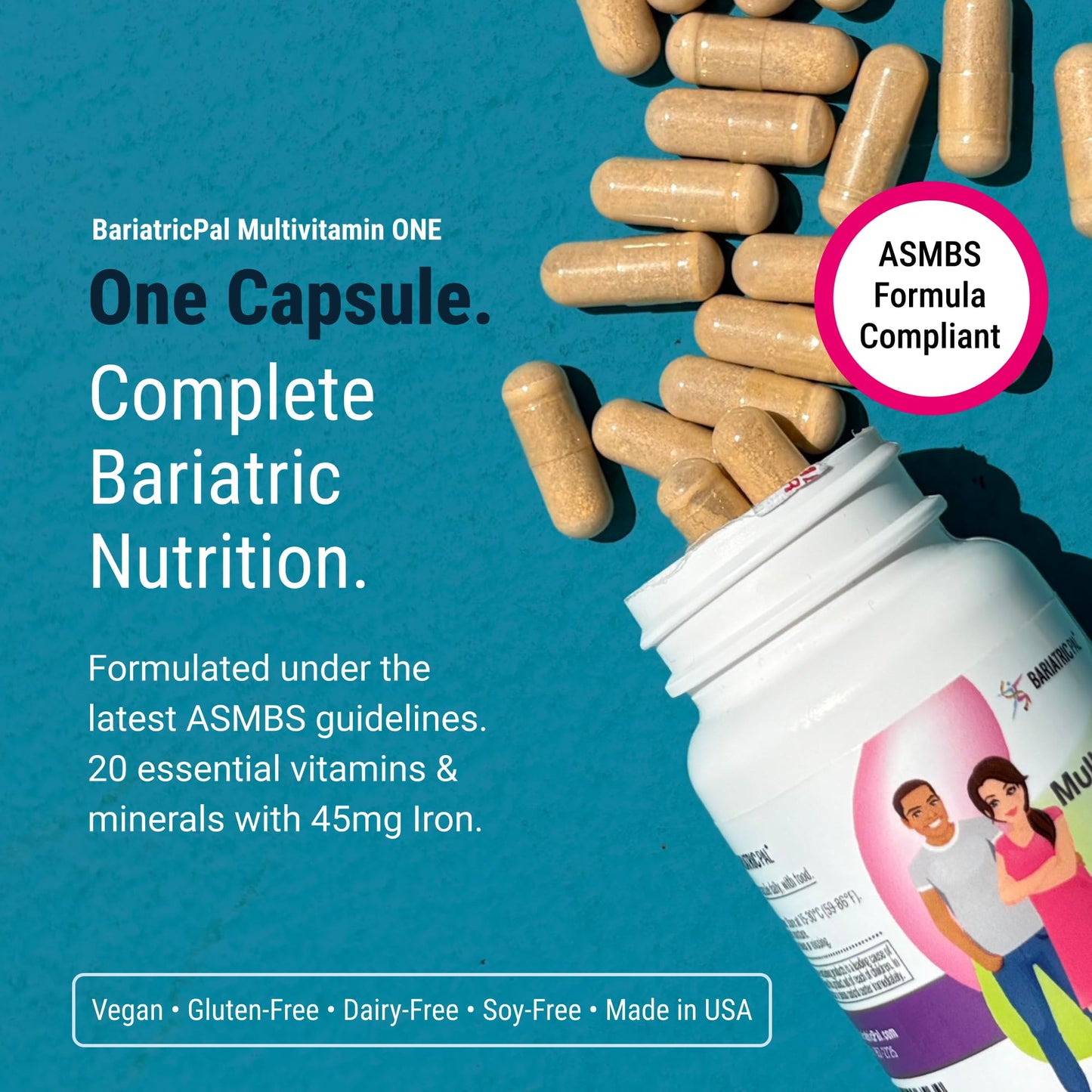 BariatricPal Multivitamin ONE 1 Per Day | 45 mg Iron | 30 Count
