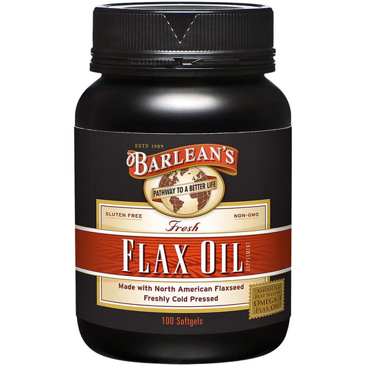 Barlean's Omega 3 6 9 Flaxseed Oil Softgels – 1650 mg ALA, 100 Count