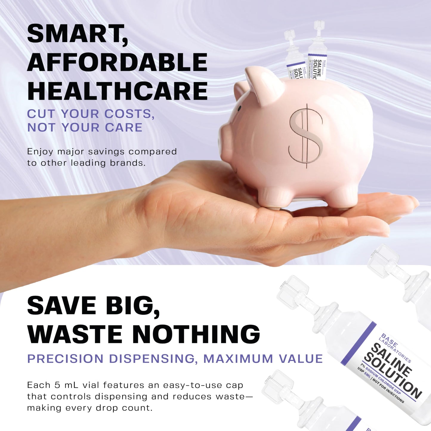BASE LABORATORIES 7% Saline Solution for Nebulizer – 50 x 5ml Vials