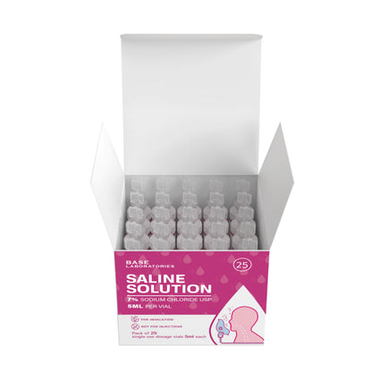 BASE LABORATORIES 7% Saline Solution for Nebulizer — 50 Vials, 5ml Unit Dose | Inhalation & Nasal Irrigation