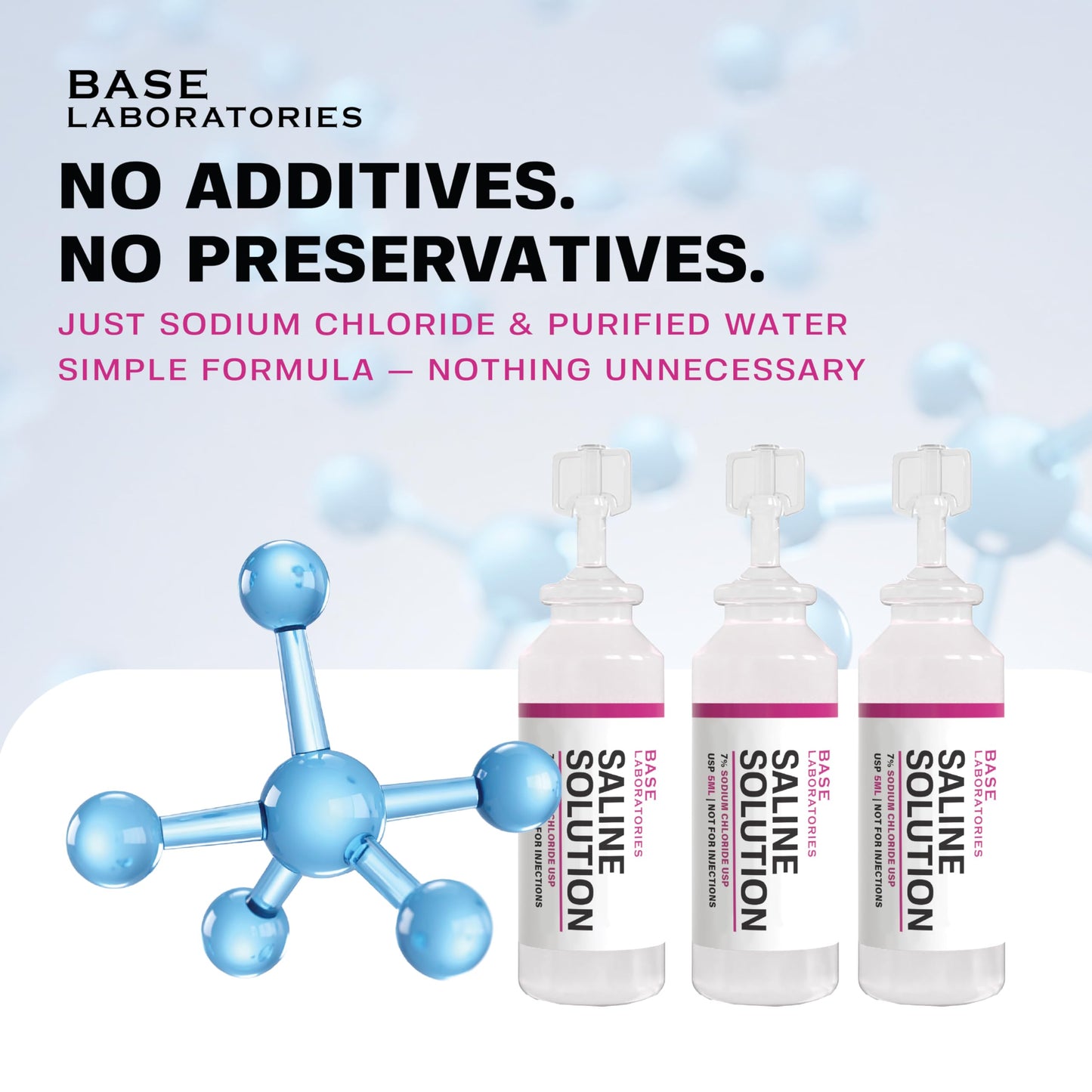 BASE LABORATORIES 7% Saline Solution for Nebulizer — 50 Vials, 5ml Unit Dose | Inhalation & Nasal Irrigation