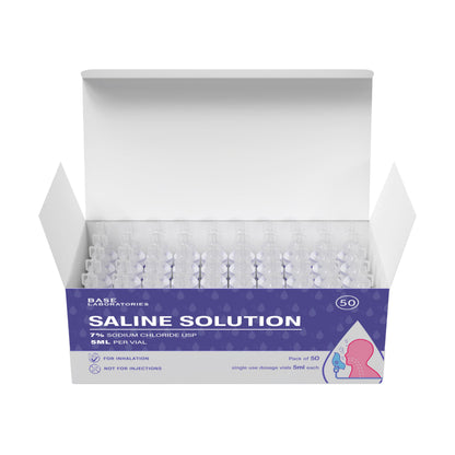 BASE LABORATORIES 7% Saline Solution for Nebulizer – 50 x 5ml Vials