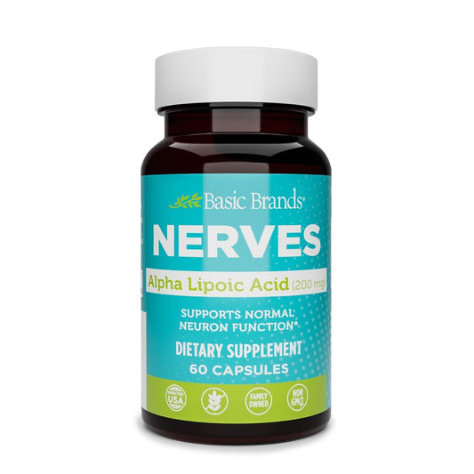 Basic Brands Nerves Alpha Lipoic Acid 200 mg – Neuron Function (Pack of 1)