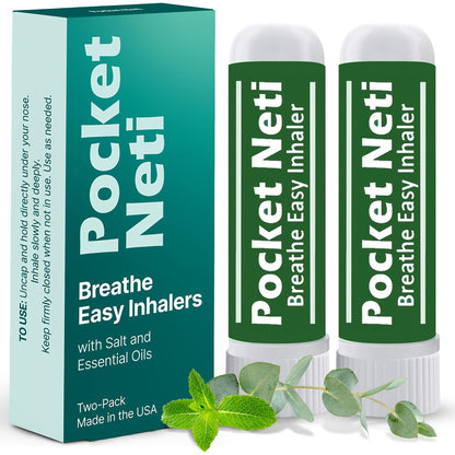 Basic Vigor Pocket Neti: Breathe Easy Himalayan Salt Inhaler 2-Pack with Eucalyptus