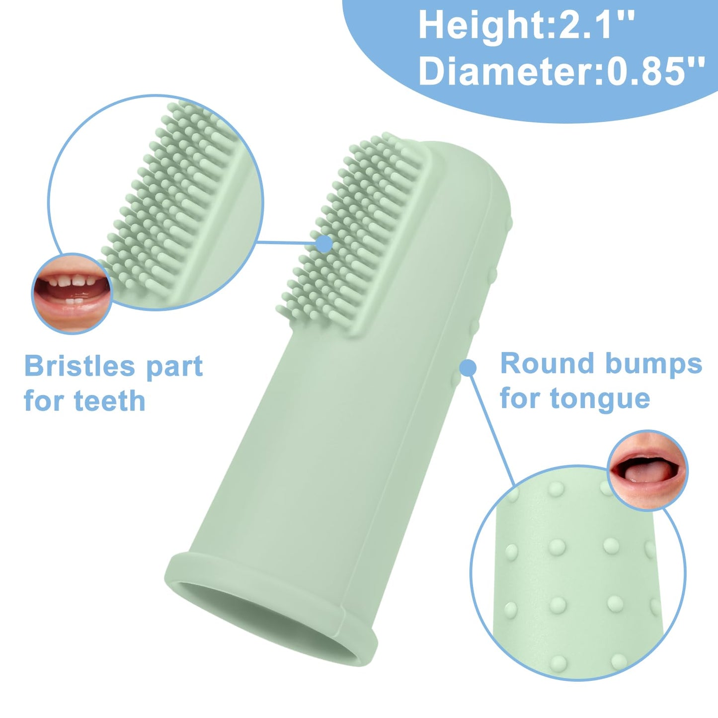 Bassion Baby Finger Toothbrush Set – 6 Soft Silicone Infant Toothbrushes for 0-12 Months