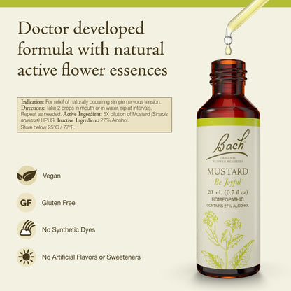 Bach Flower Remedies Mustard – Be Joyful (20mL) | Natural Emotional Balance