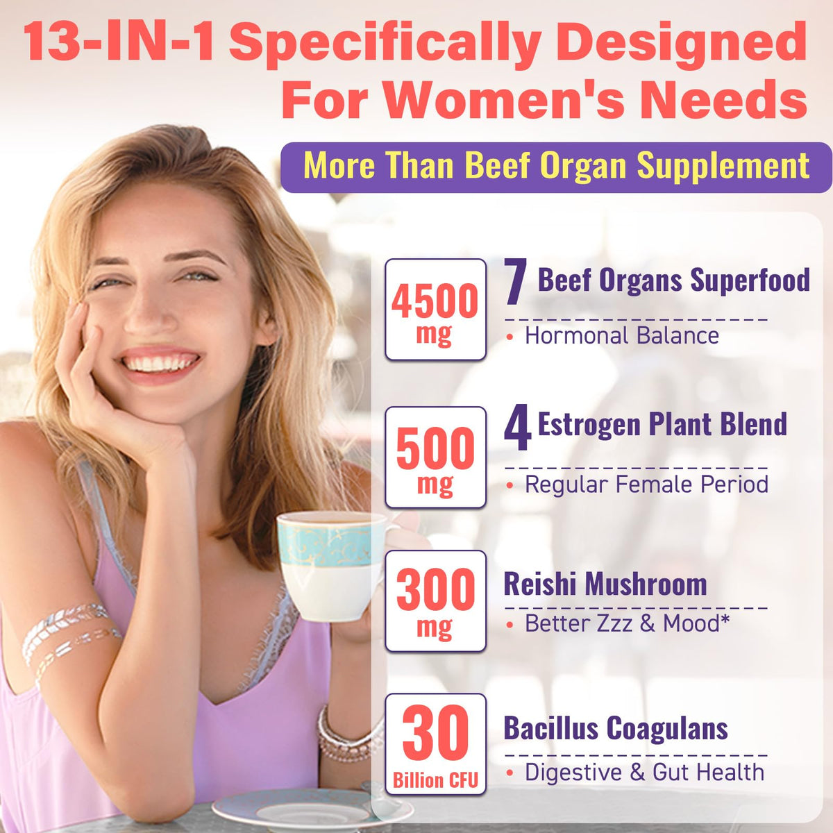 Beef Organ Supplement for Women – 180 Gummies, Grass-Fed 5300mg Liver & More