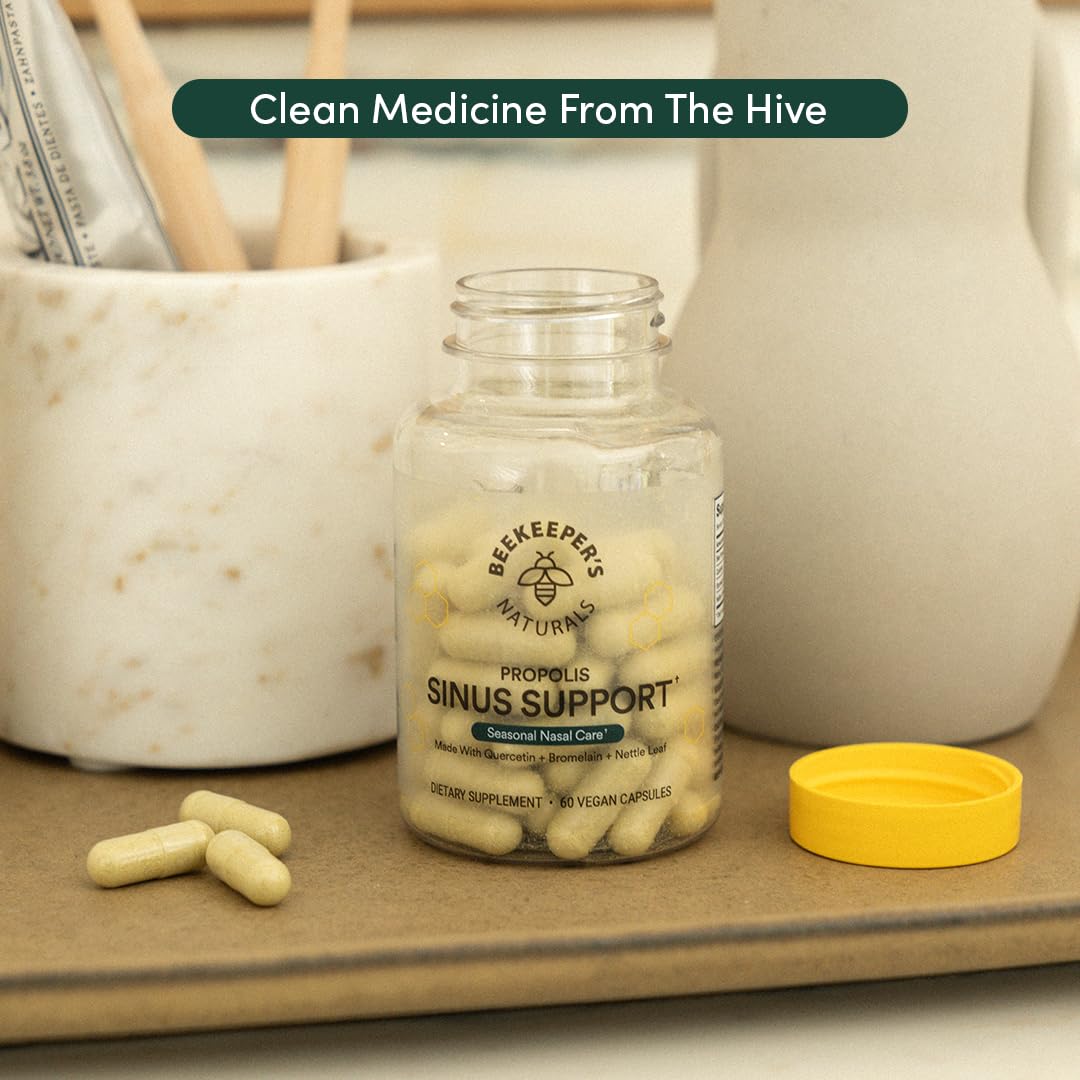 Beekeeper's Naturals Sinus Support — Propolis, Quercetin, Bromelain & Nettle (60 ct)