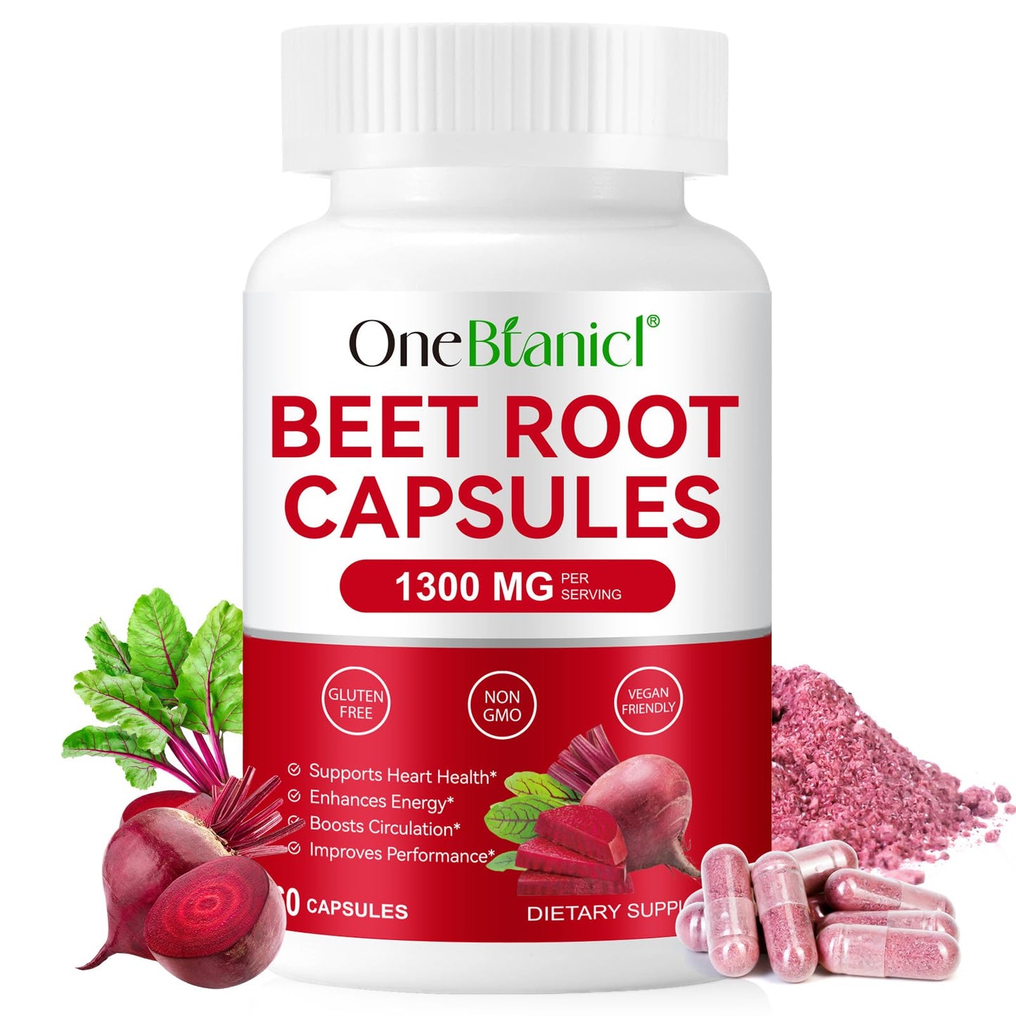 Beet Root Capsules – Beetroot Supplement, Organic Beetroot Powder | Natural Energy Support | Non-GMO, Gluten Free (60 Count)