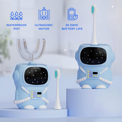 Bendi Kids U-Shaped Electric Toothbrush – 2-7 yrs, 360° Mouthguard, 5 Modes, Travel-Friendly Blue
