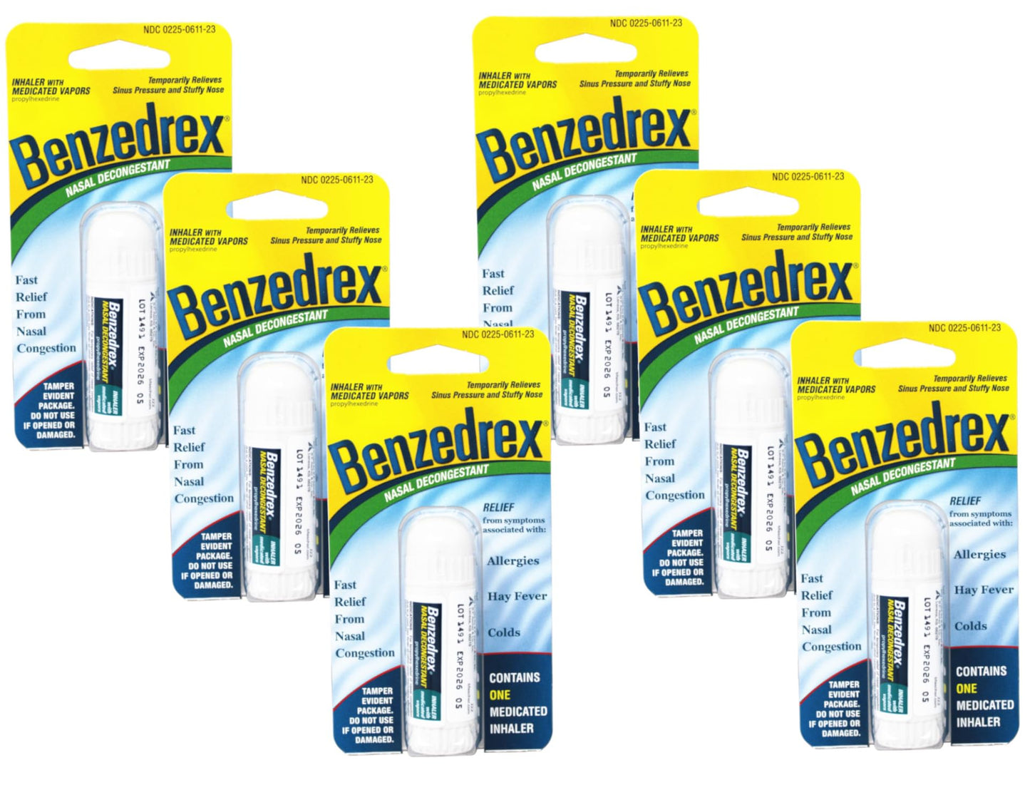 Benzedrex Inhaler Propylhexedrine Nasal Decongestant – 1 Count (Pack of 6)