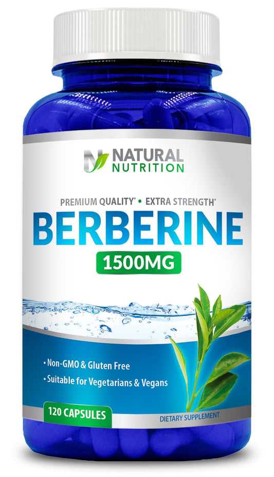 Natural Berberine HCL Extra Strength 1500mg - 120 Capsules | Gluten Free & Non-GMO