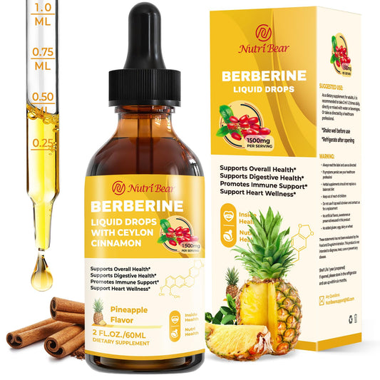 Berberine Liquid Drops with Cinnamon & Turmeric – 2 oz | AMPK, Digestion & Immune Support