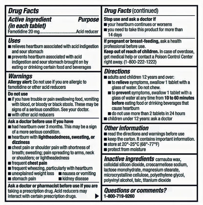 berkley jensen Maximum Strength Famotidine 20 mg - 200 Count | Acid Reducer Tablets for Heartburn Relief