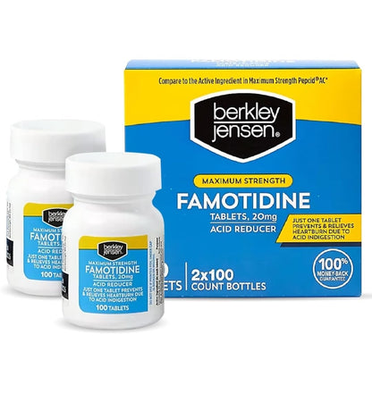 berkley jensen Maximum Strength Famotidine 20 mg - 200 Count | Acid Reducer Tablets for Heartburn Relief