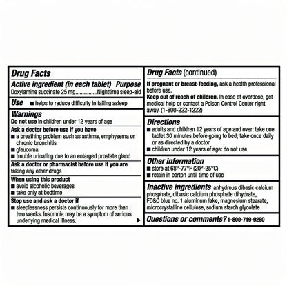 Berkley Jensen Sleep Aid (192 Tablets) – Doxylamine Succinate 25 mg Nighttime Sleep Pills, Non Habit-Forming, Easy to Swallow