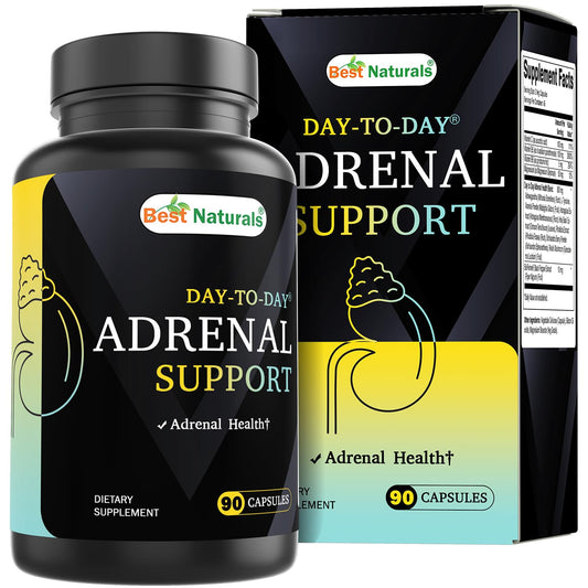 Best Naturals Adrenal Support - 90 Veg Capsules with Ashwagandha, L-Tyrosine, Magnesium, Rhodiola, Holy Basil & Bioperine