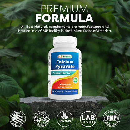 Best Naturals Calcium Pyruvate Powder 8 oz – Pack of 2 (Non-GMO, Gluten-Free)