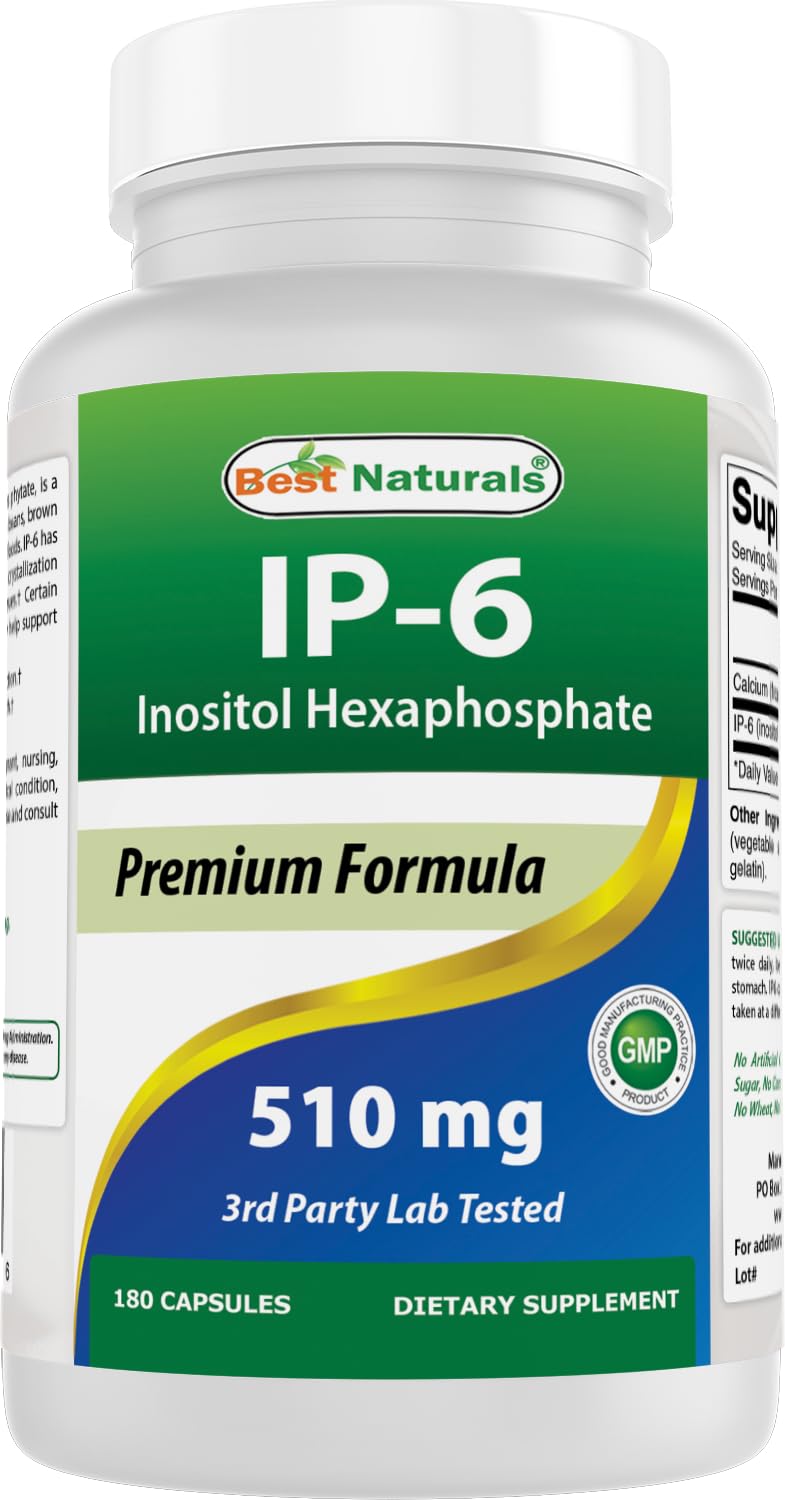 Best Naturals IP-6 510 mg 180 Capsules | 3rd-Party Tested, Non-GMO