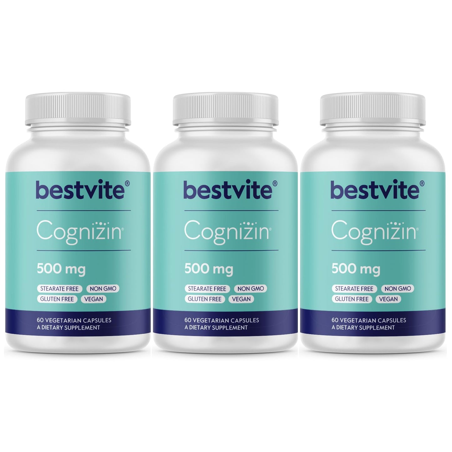 BESTVITE Cognizin Citicoline 500mg – 180 Vegetarian Capsules | Vegan, Gluten Free Brain Nootropic