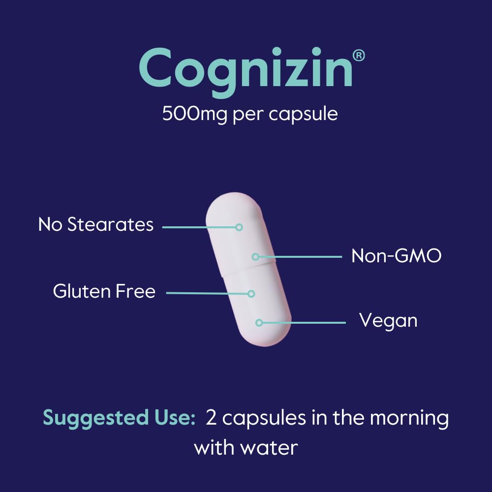 BESTVITE Cognizin Citicoline 500mg – 180 Vegetarian Capsules | Vegan, Gluten Free Brain Nootropic