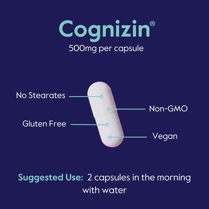 BESTVITE Cognizin Citicoline 500mg – 180 Vegetarian Capsules | Vegan, Gluten Free Brain Nootropic