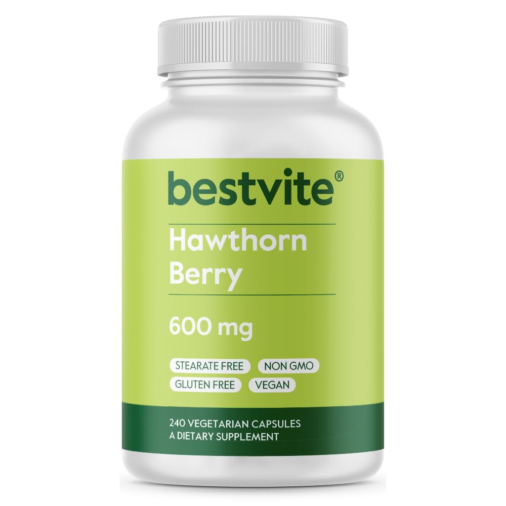 BESTVITE Hawthorn Berry 600 mg – 240 Vegetarian Capsules – No Stearates, No Fillers, Vegan, Non-GMO, Gluten Free