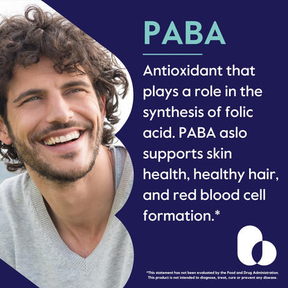 BESTVITE PABA 500mg - 120 Vegetarian Capsules | No Stearates, Vegan, Non-GMO, Gluten Free | Para-Aminobenzoic Acid