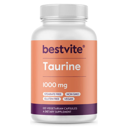 BESTVITE Taurine 1000mg - 120 Vegetarian Capsules - Vegan, Non-GMO, Gluten Free
