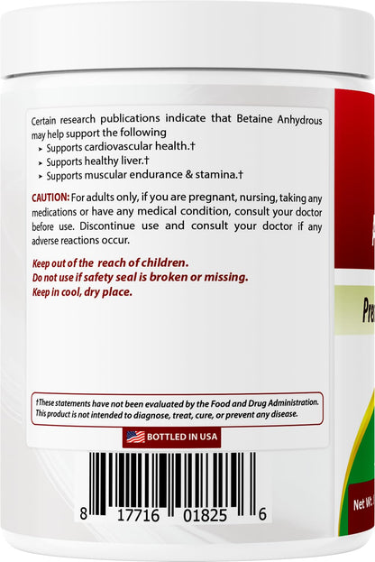 Best Naturals Betaine Anhydrous TMG Pure Powder – 1 lb | Non-GMO & Gluten Free