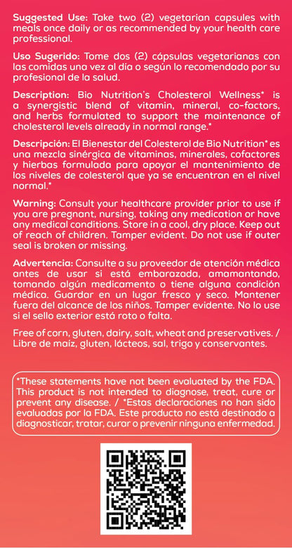 Bio Nutrition Chlolesterol Wellness 60 Vegetarian Capsules | Natural Formula