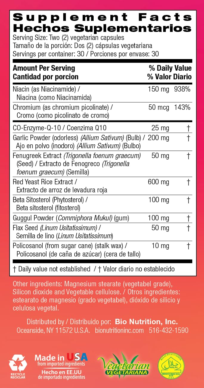 Bio Nutrition Chlolesterol Wellness 60 Vegetarian Capsules | Natural Formula