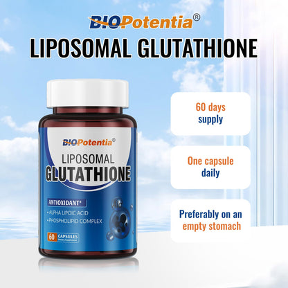 BIO POTENTIA Liposomal Glutathione 500mg + Alpha Lipoic Acid – Antioxidant, Liver & Skin Health (60 Capsules) | Non-GMO & Gluten-Free